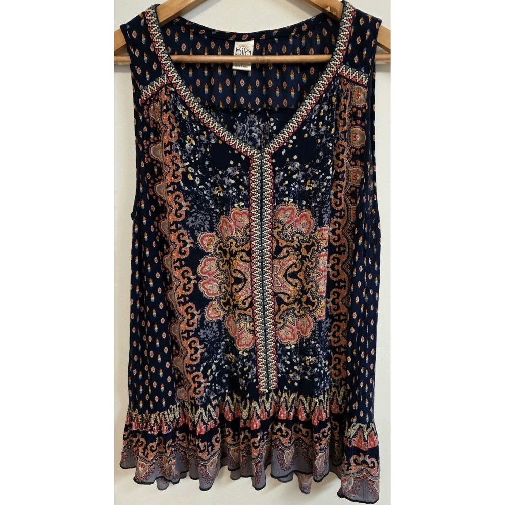Billabong Tank Top Boho Festival Tunic Bila Beach  Dress Tribal Aztec VTG Small